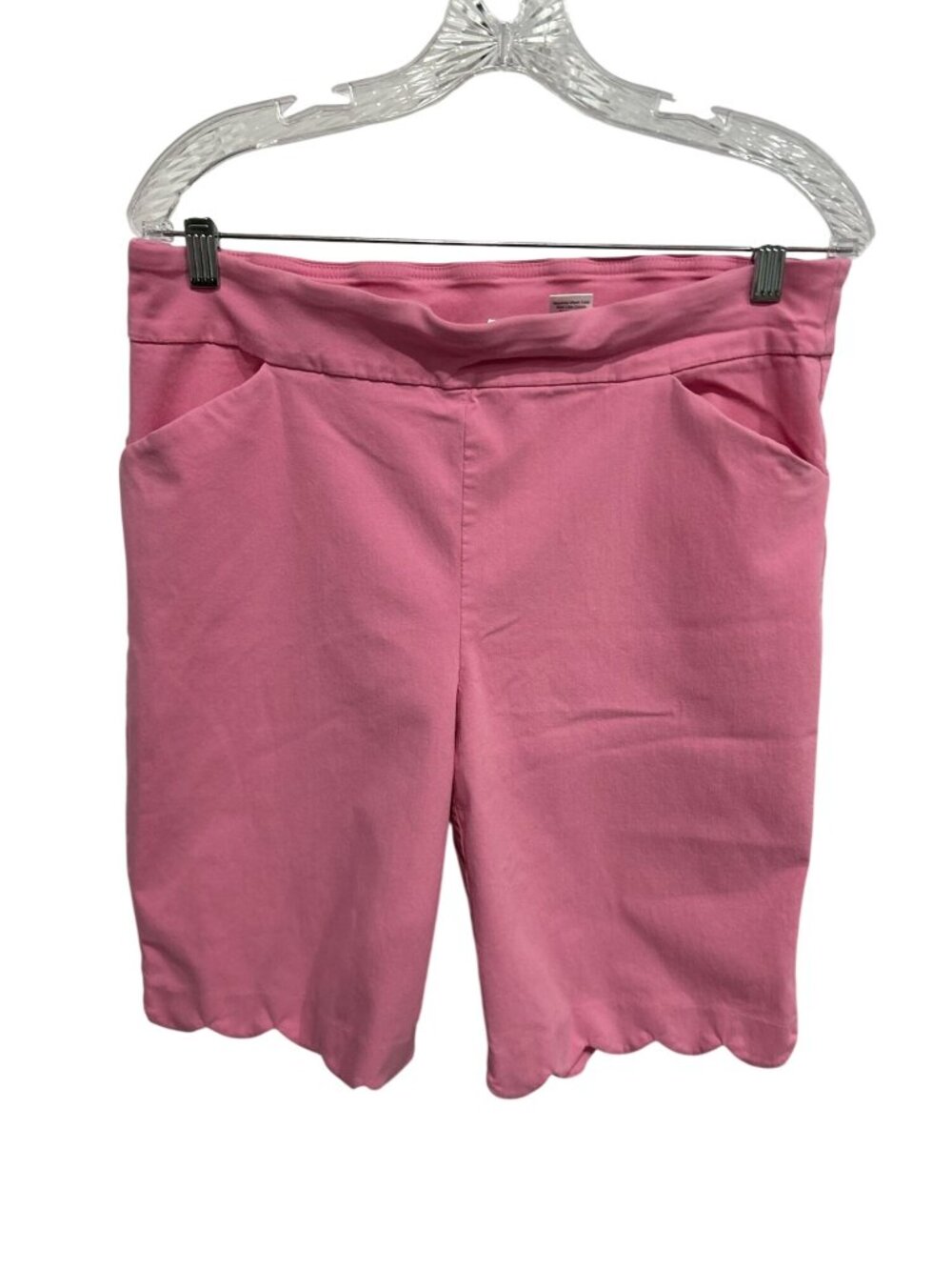 Coral Bay 16 Pink Scalloped Hem Pull-On Stretch Shorts Minimalist Coastal